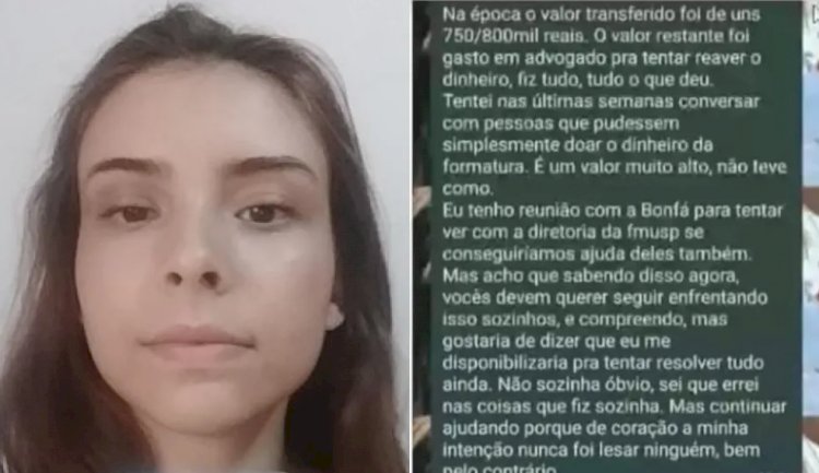 Aluna de medicina diz à polícia que perdeu dinheiro de formandos ao fazer 'aplicações ruins' e admitiu que também ficou com uma parte